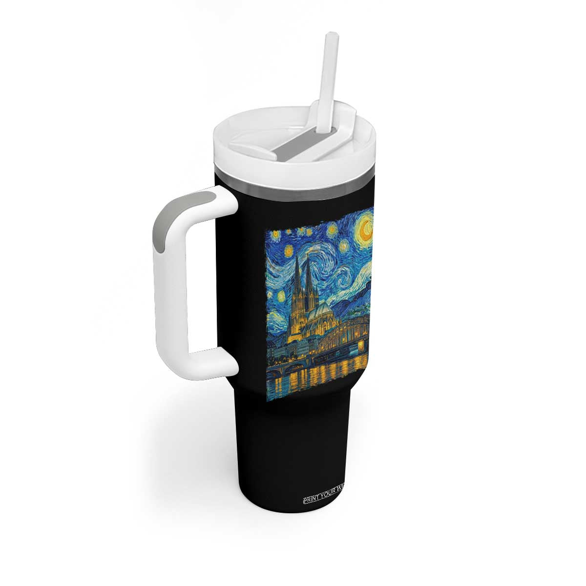 Cologne Cathedral Silhouette Köln German Starry Night Style Tumbler With Handle