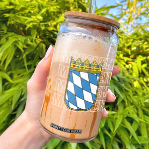 Munich München Germany Bavaria Coat of Arms Souvenir Glass Can