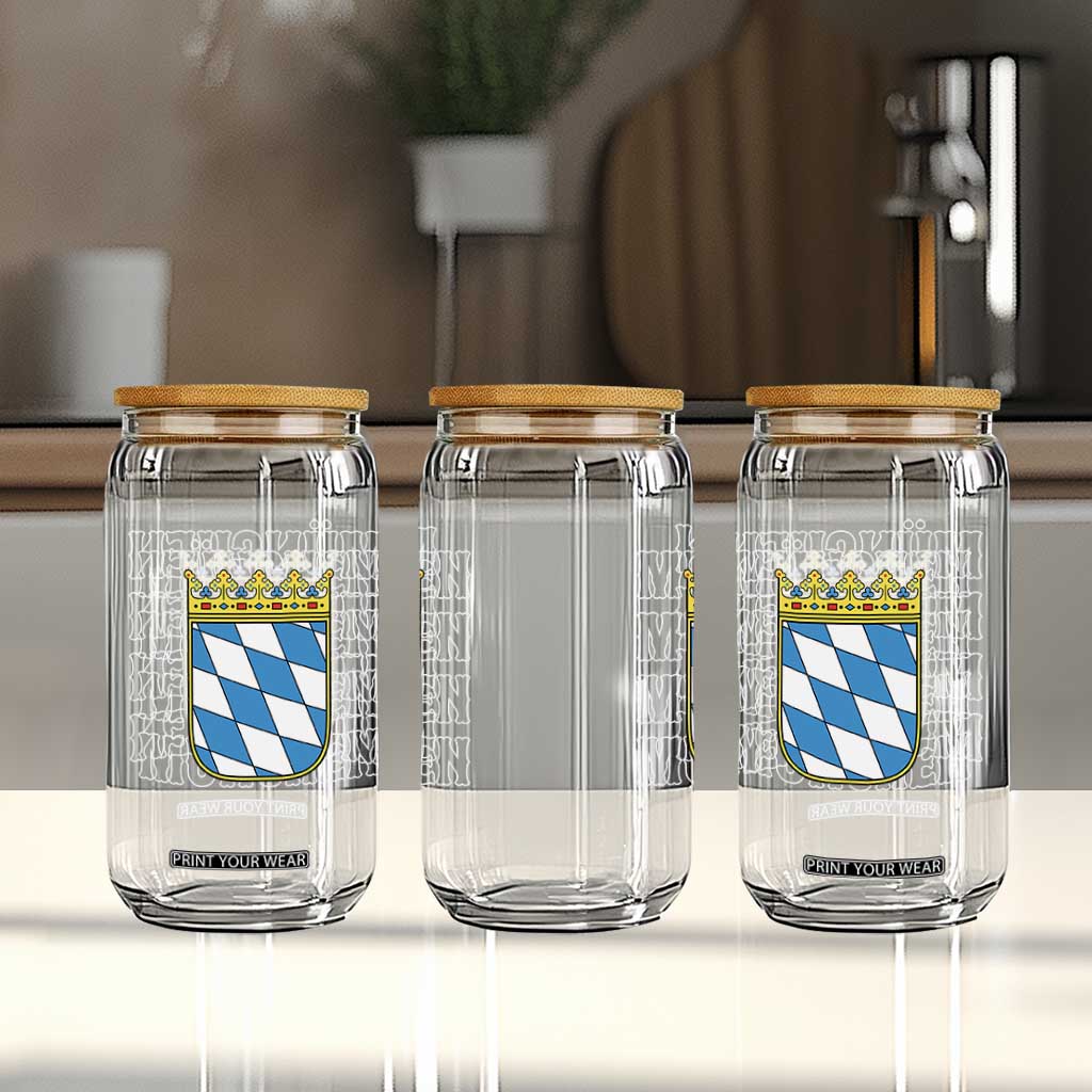 Munich München Germany Bavaria Coat of Arms Souvenir Glass Can