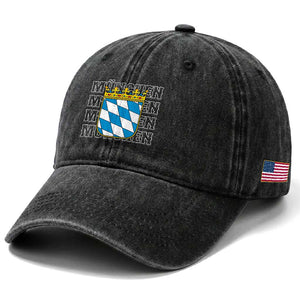 Munich München Germany Bavaria Coat of Arms Souvenir Washed Cotton Baseball Cap