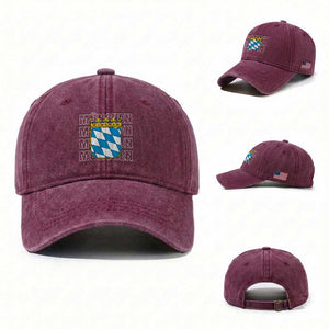 Munich München Germany Bavaria Coat of Arms Souvenir Washed Cotton Baseball Cap