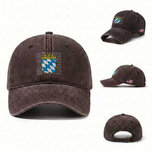 Munich München Germany Bavaria Coat of Arms Souvenir Washed Cotton Baseball Cap