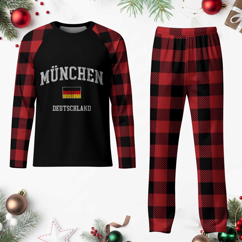 Munich München Germany German Flag Deutschland Plaid Pajama Set