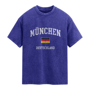 Munich München Germany German Flag Deutschland Washed Cotton T-Shirt