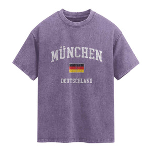 Munich München Germany German Flag Deutschland Washed Cotton T-Shirt