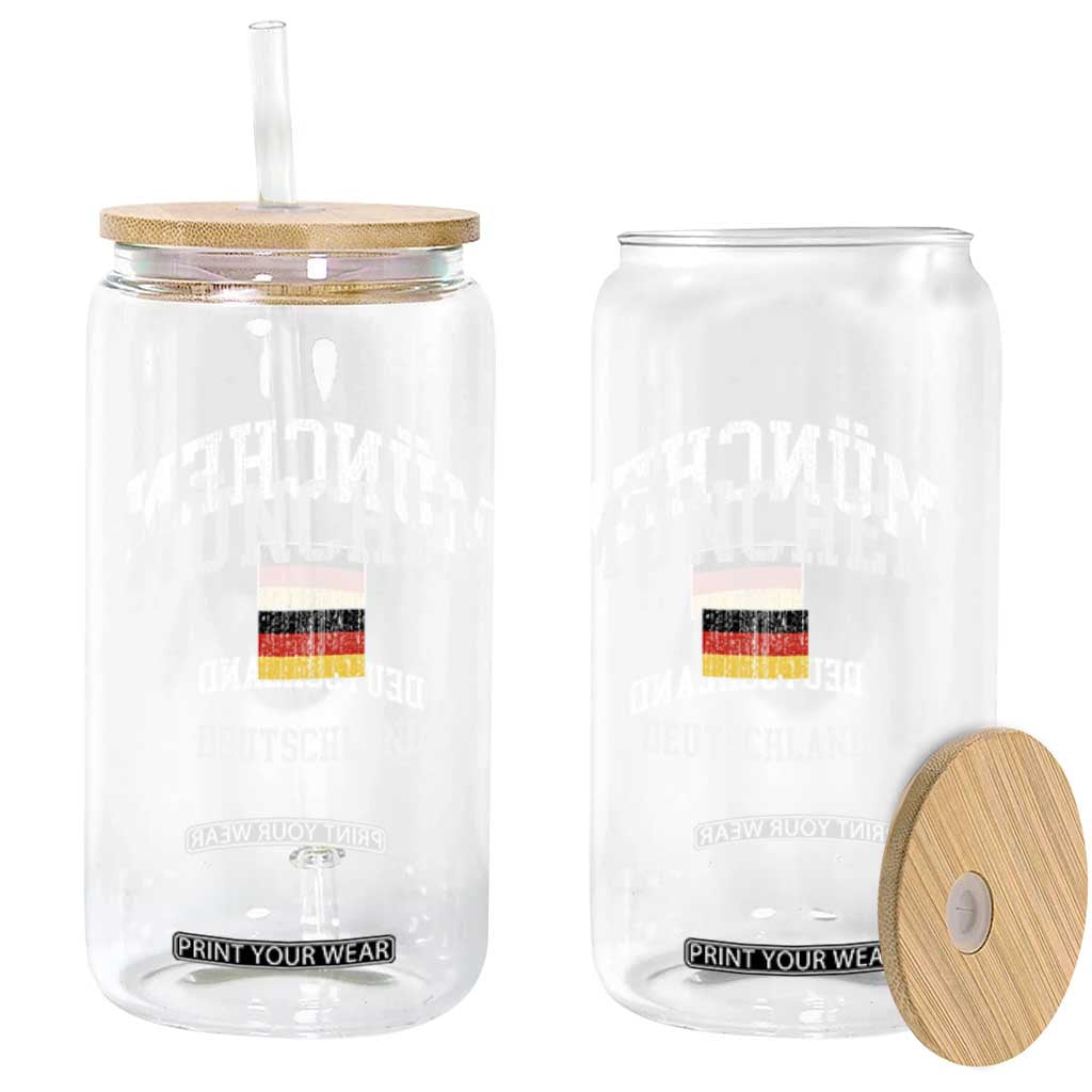 Munich München Germany German Flag Deutschland Glass Can
