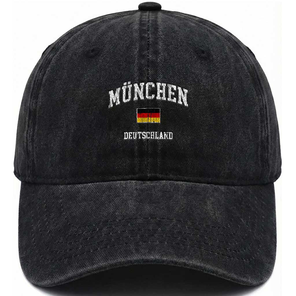 Munich München Germany German Flag Deutschland Washed Cotton Baseball Cap
