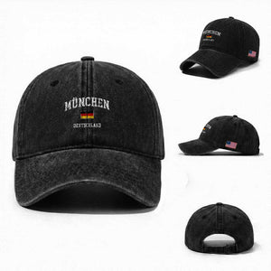 Munich München Germany German Flag Deutschland Washed Cotton Baseball Cap