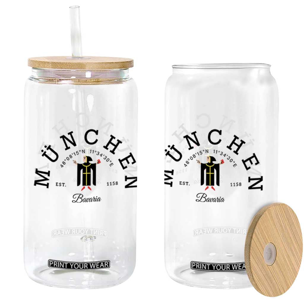 Munich München Bavaria Germany Coat of Arms Souvenir German Glass Can