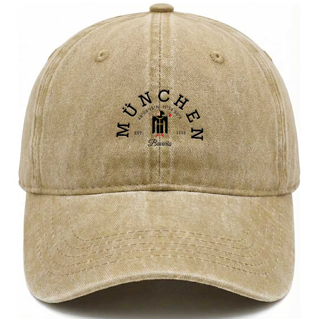 Munich München Bavaria Germany Coat of Arms Souvenir German Washed Cotton Baseball Cap