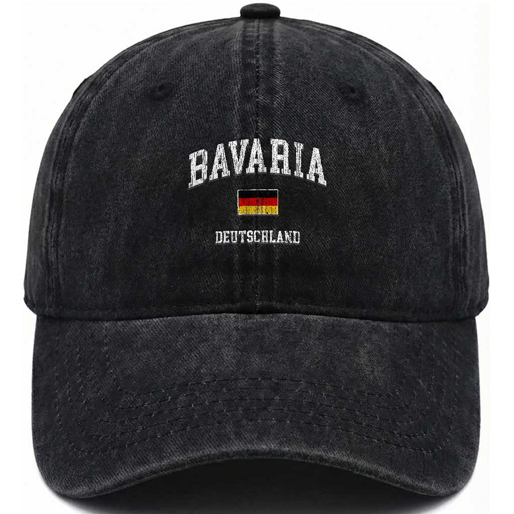 Bavaria Germany Bavarian Region German Flag European Travel Souvenir Washed Cotton Baseball Cap