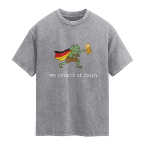 We Prosit At Dawn Washed Cotton T-Shirt Funny Oktoberfest Frog