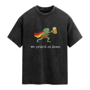 We Prosit At Dawn Washed Cotton T-Shirt Funny Oktoberfest Frog
