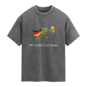 We Prosit At Dawn Washed Cotton T-Shirt Funny Oktoberfest Frog
