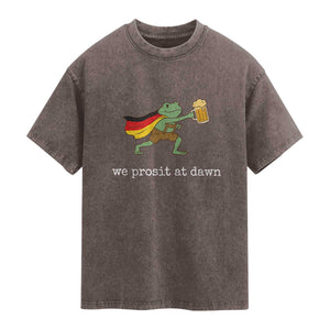 We Prosit At Dawn Washed Cotton T-Shirt Funny Oktoberfest Frog