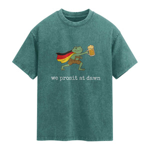 We Prosit At Dawn Washed Cotton T-Shirt Funny Oktoberfest Frog