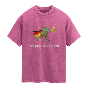 We Prosit At Dawn Washed Cotton T-Shirt Funny Oktoberfest Frog