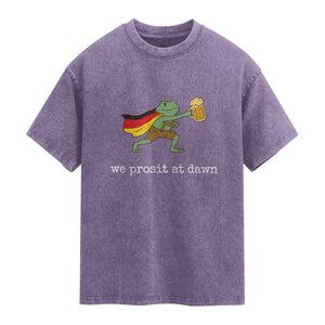 We Prosit At Dawn Washed Cotton T-Shirt Funny Oktoberfest Frog