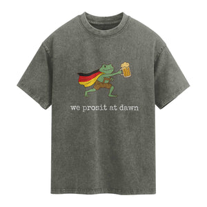We Prosit At Dawn Washed Cotton T-Shirt Funny Oktoberfest Frog