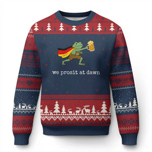 We Prosit At Dawn Ugly Christmas Sweater Funny Oktoberfest Frog