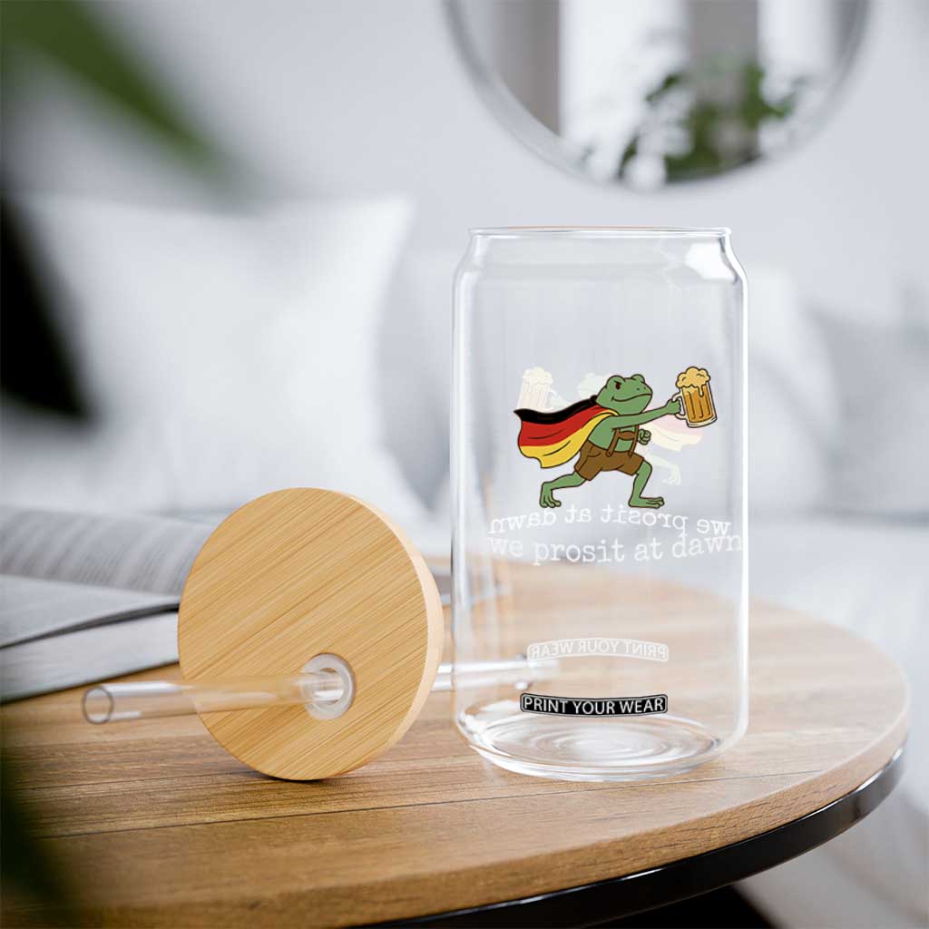 We Prosit At Dawn Glass Can Funny Oktoberfest Frog