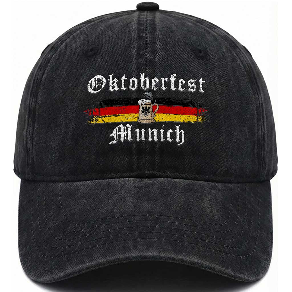 Oktoberfest Munich Bierstein Vintage German Drinking Festival Washed Cotton Baseball Cap