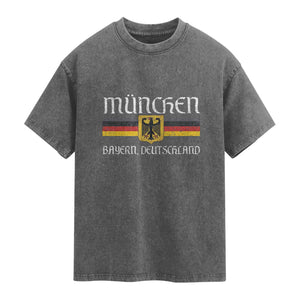 Munich München Germany Deutschland Oktoberfest German Flag Eagle Washed Cotton T-Shirt