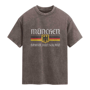 Munich München Germany Deutschland Oktoberfest German Flag Eagle Washed Cotton T-Shirt