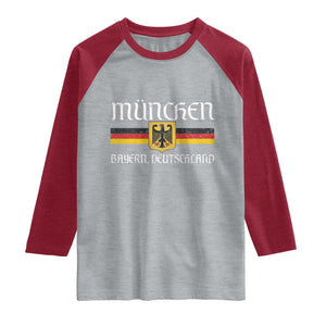 Munich München Germany Deutschland Oktoberfest German Flag Eagle Raglan Shirt