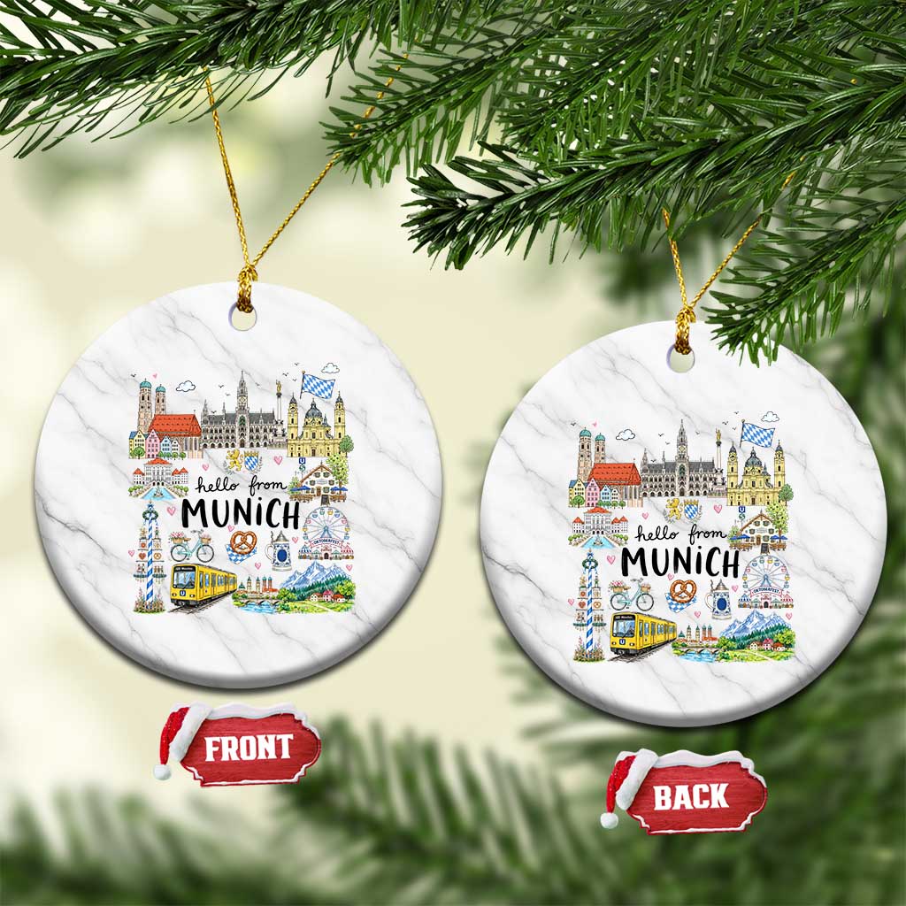 Munich Germany Travel Bavarian Oktoberfest Pretzel Beer Festival Ceramic Ornament