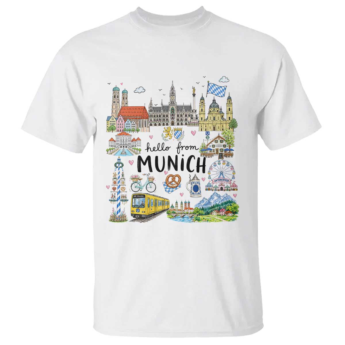Munich Germany Travel Bavarian Oktoberfest Pretzel Beer Festival T Shirt