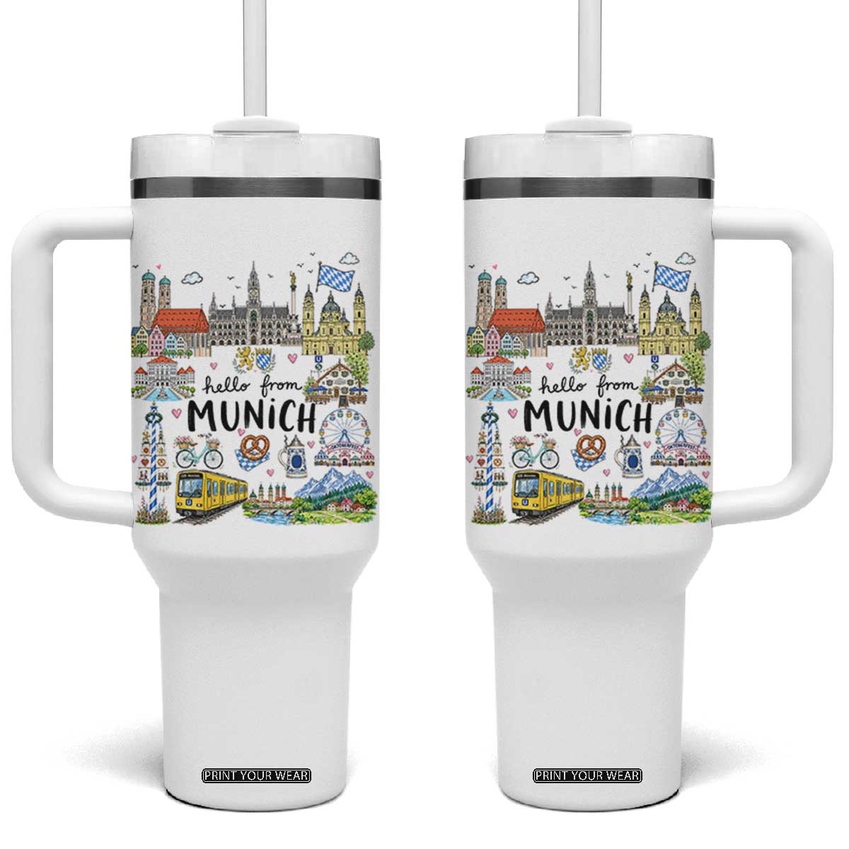 Munich Germany Travel Bavarian Oktoberfest Pretzel Beer Festival Tumbler With Handle