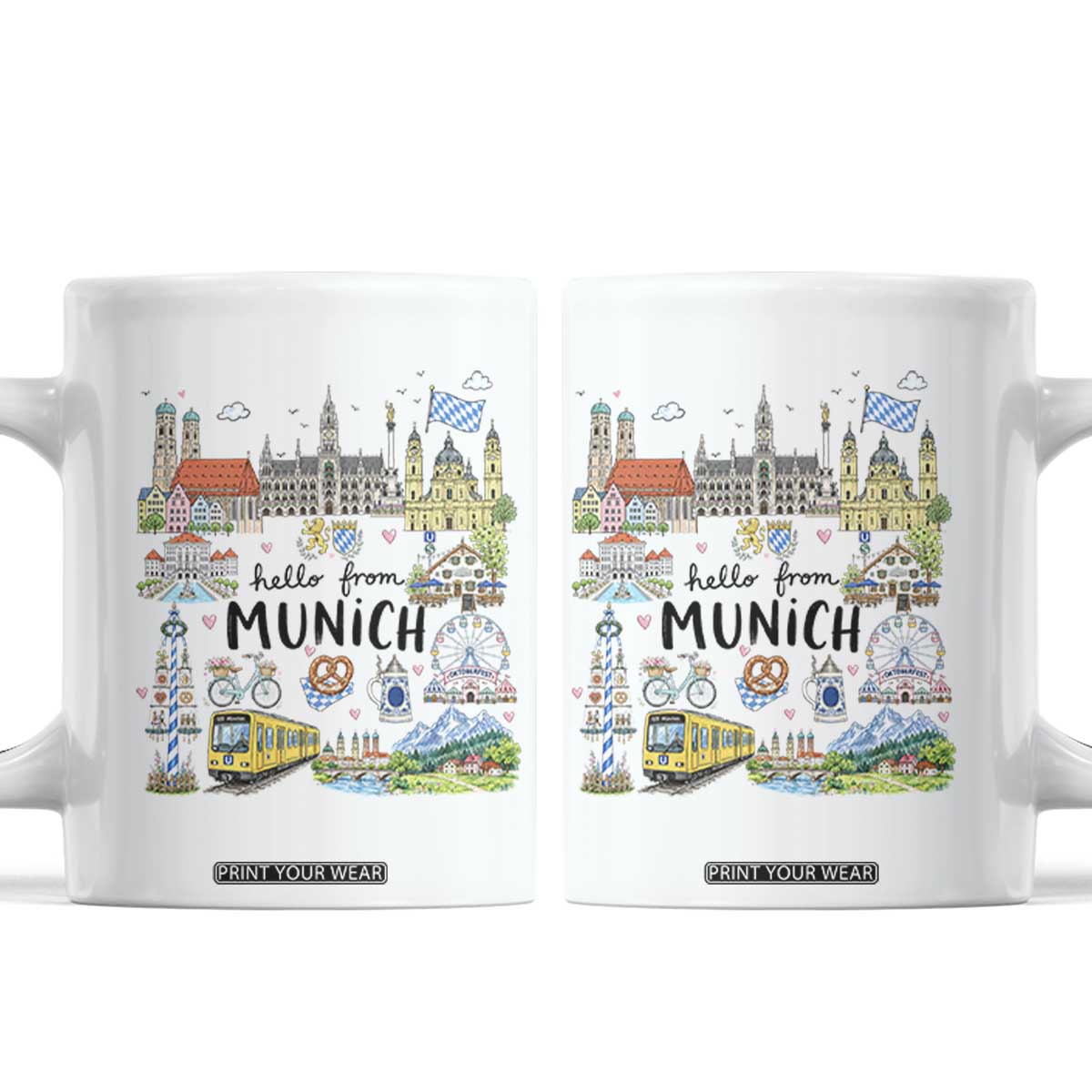 Munich Germany Travel Bavarian Oktoberfest Pretzel Beer Festival Coffee Mug