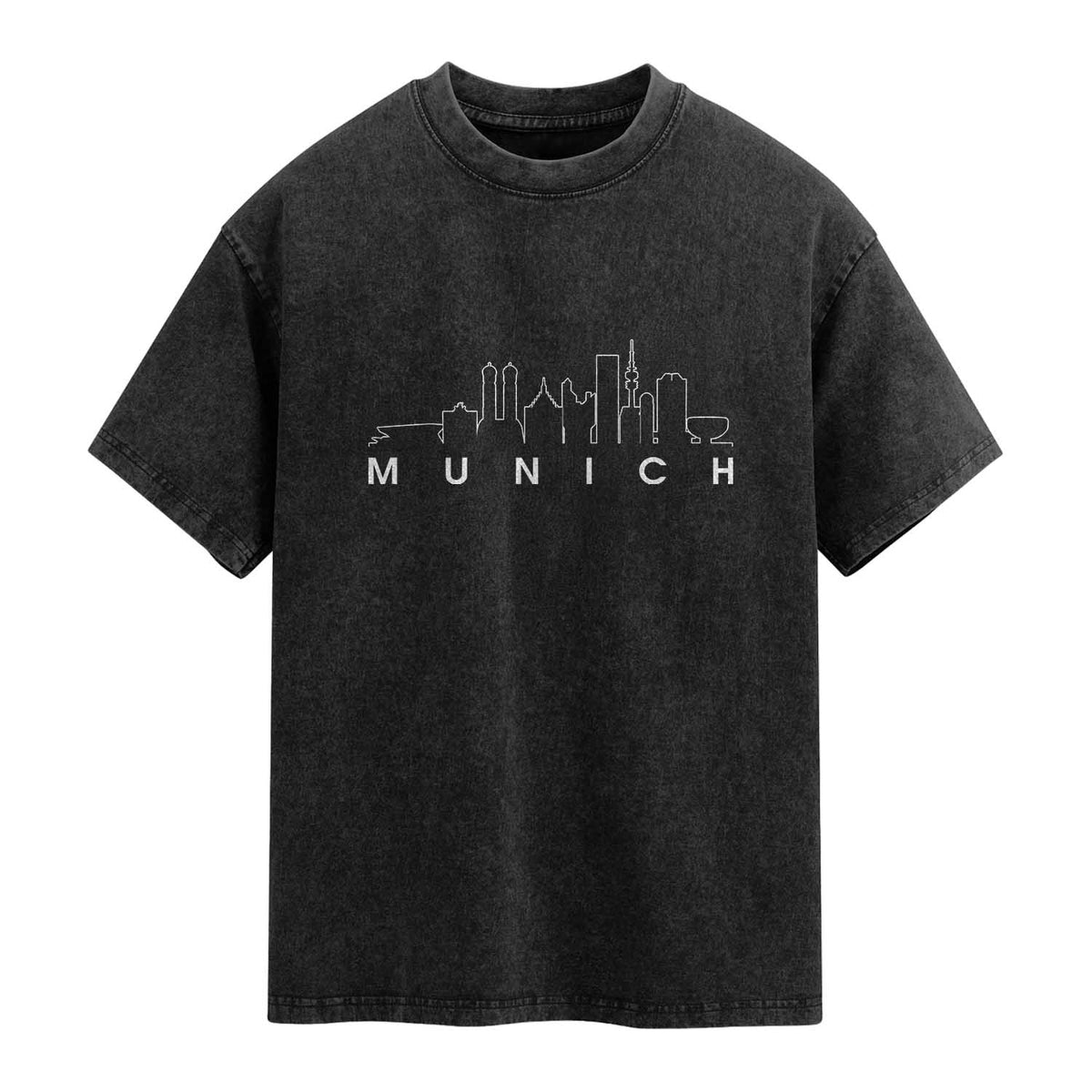 Munich Skyline Frauenkirche Cityscape Germany Washed Cotton T-Shirt