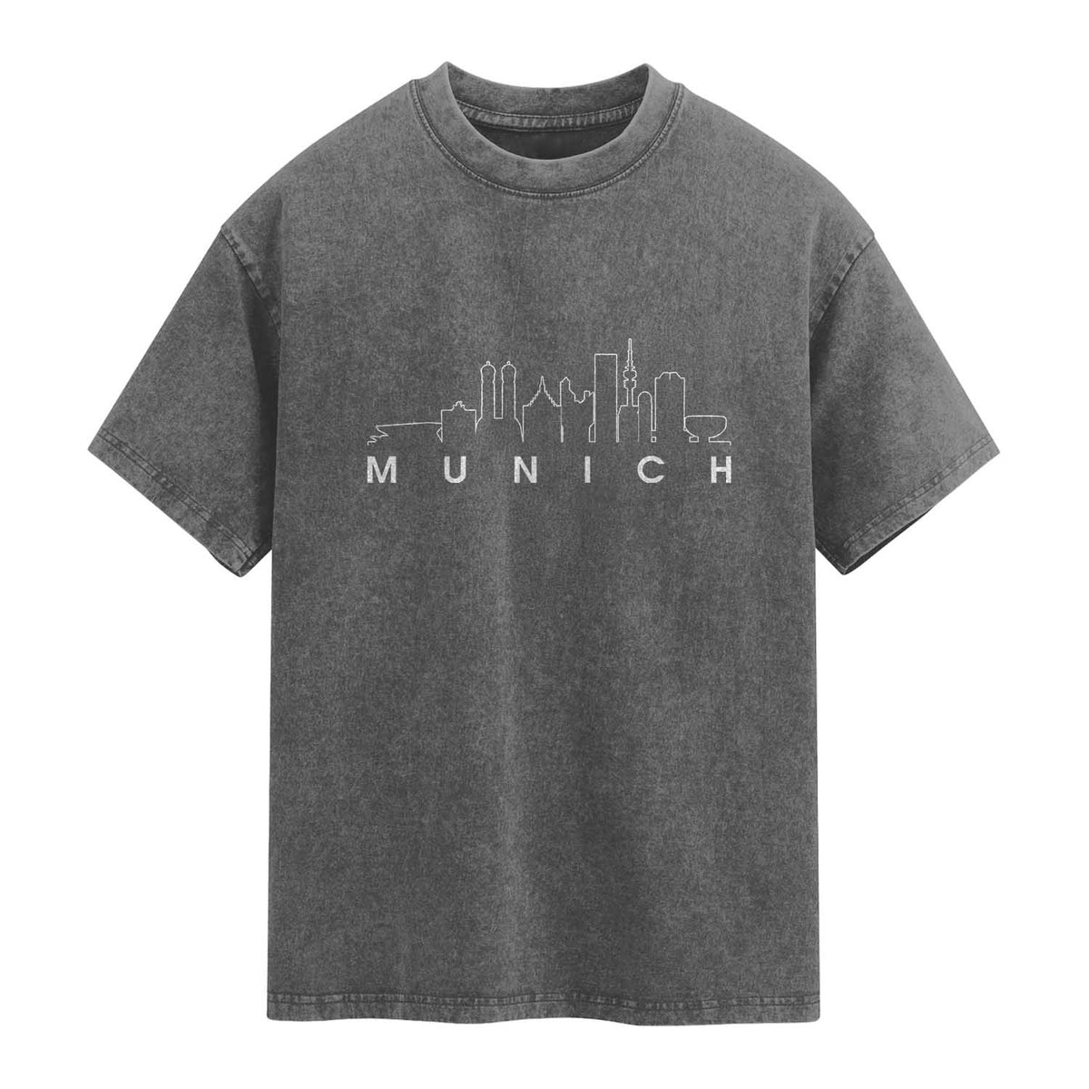 Munich Skyline Frauenkirche Cityscape Germany Washed Cotton T-Shirt