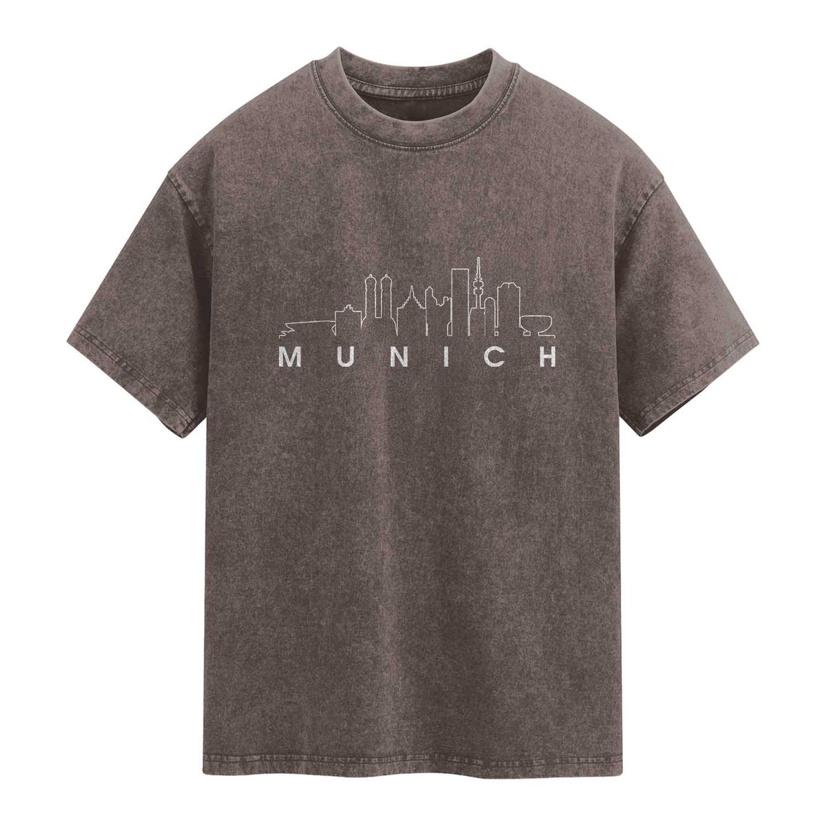 Munich Skyline Frauenkirche Cityscape Germany Washed Cotton T-Shirt