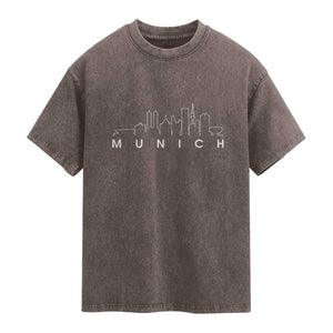 Munich Skyline Frauenkirche Cityscape Germany Washed Cotton T-Shirt