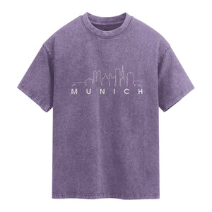 Munich Skyline Frauenkirche Cityscape Germany Washed Cotton T-Shirt