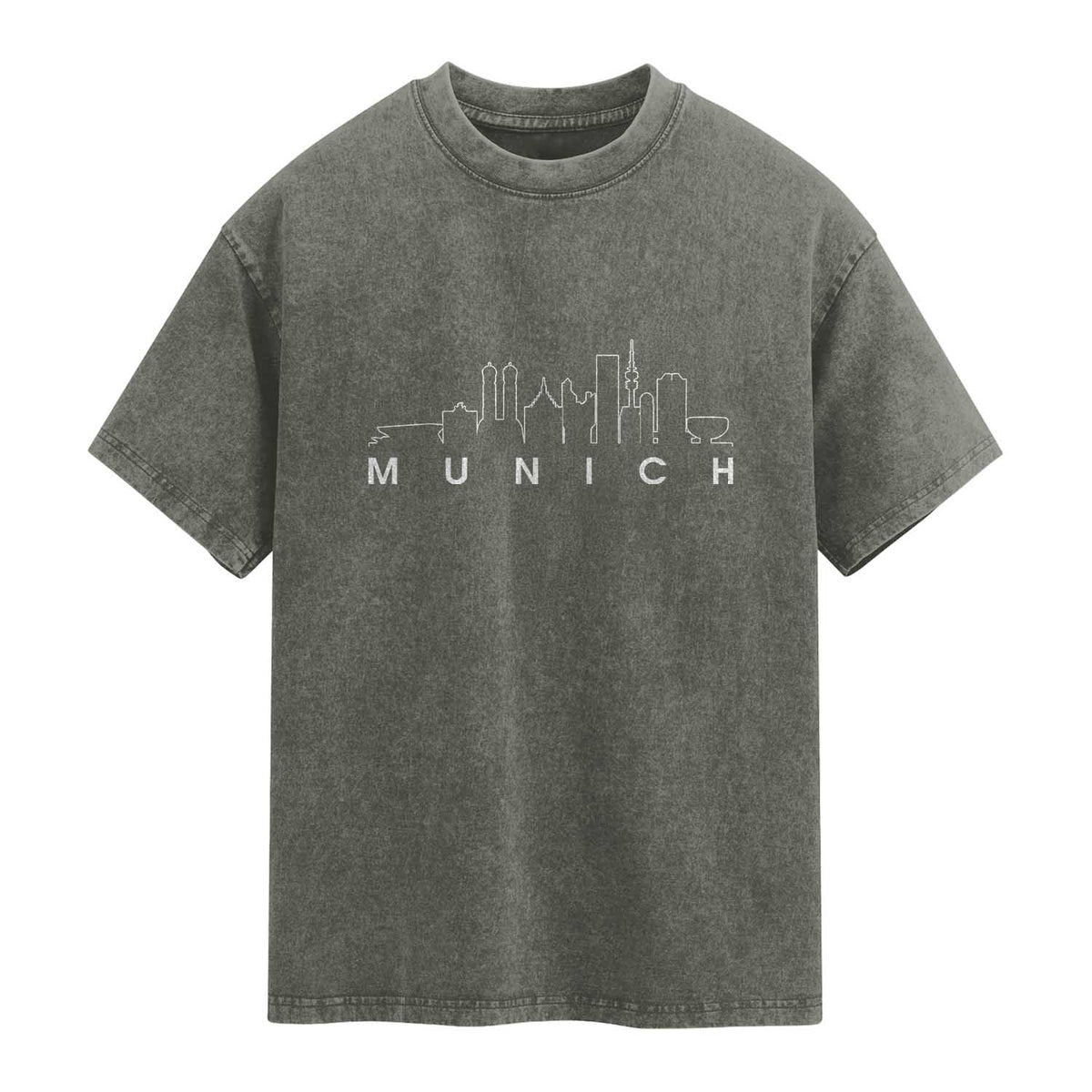 Munich Skyline Frauenkirche Cityscape Germany Washed Cotton T-Shirt