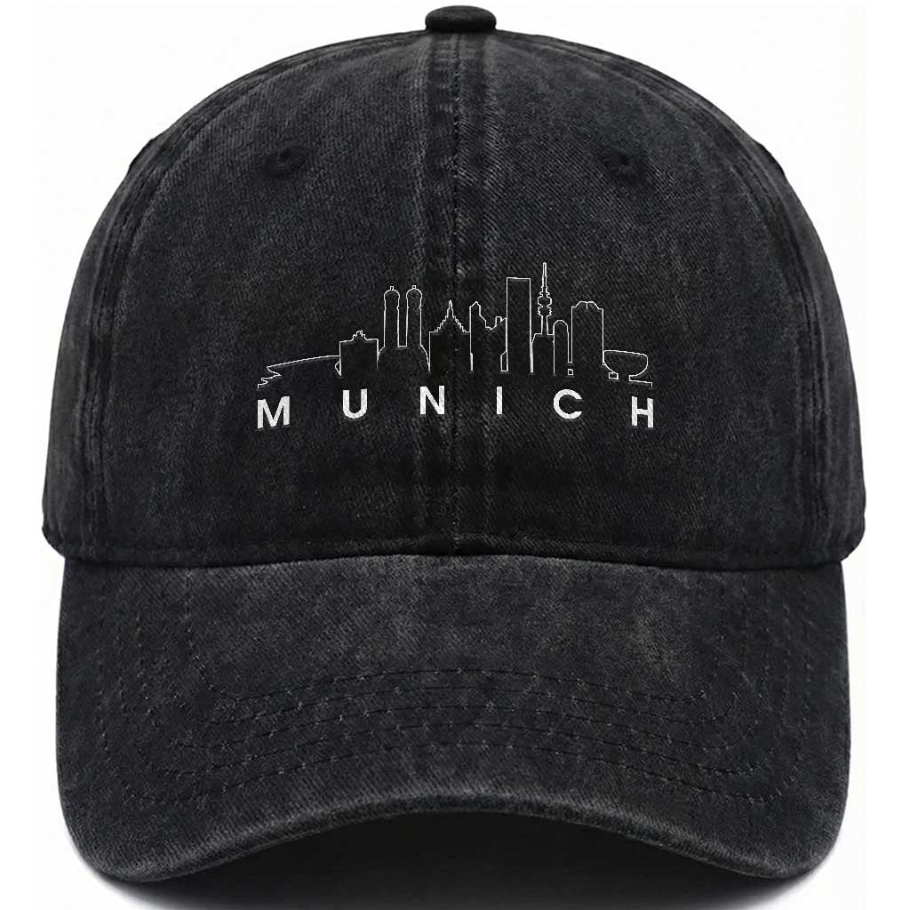 Munich Skyline Frauenkirche Cityscape Germany Washed Cotton Baseball Cap
