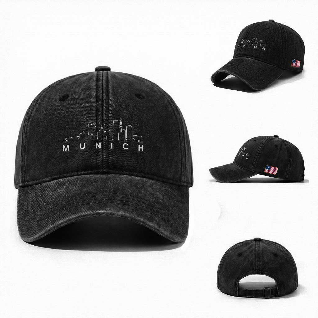 Munich Skyline Frauenkirche Cityscape Germany Washed Cotton Baseball Cap