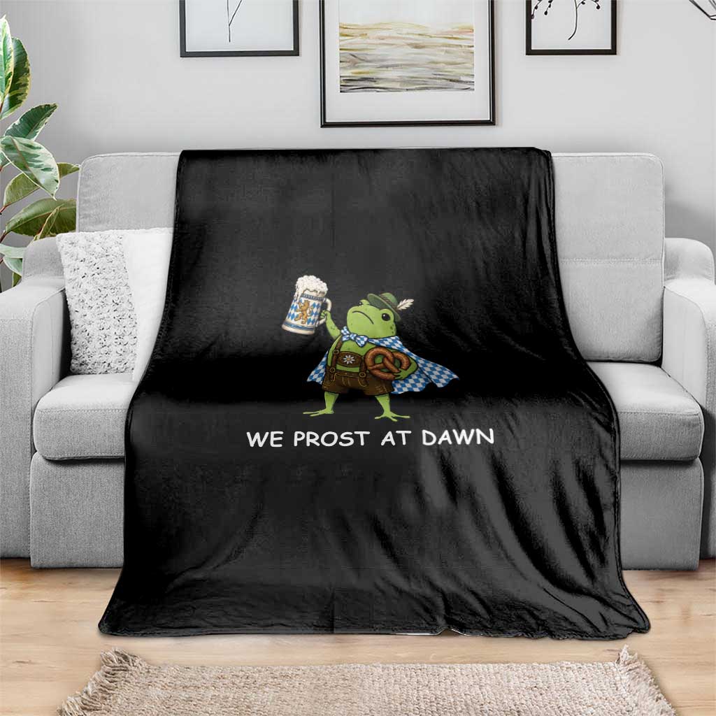 We Prost At Dawn Throw Blanket Cute Frog Meme Oktoberfest Beer Festival