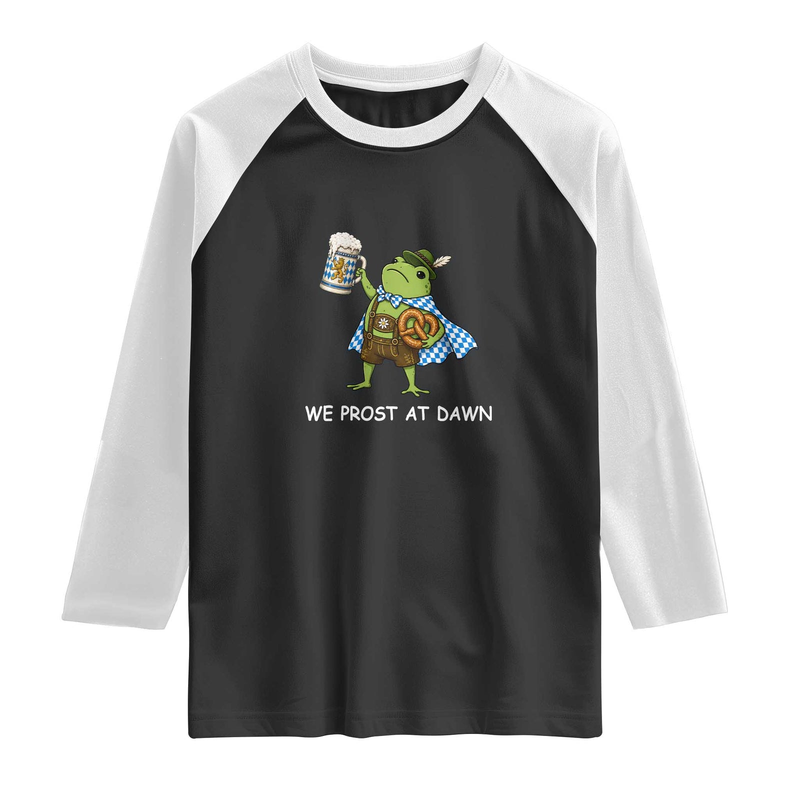 We Prost At Dawn Raglan Shirt Cute Frog Meme Oktoberfest Beer Festival