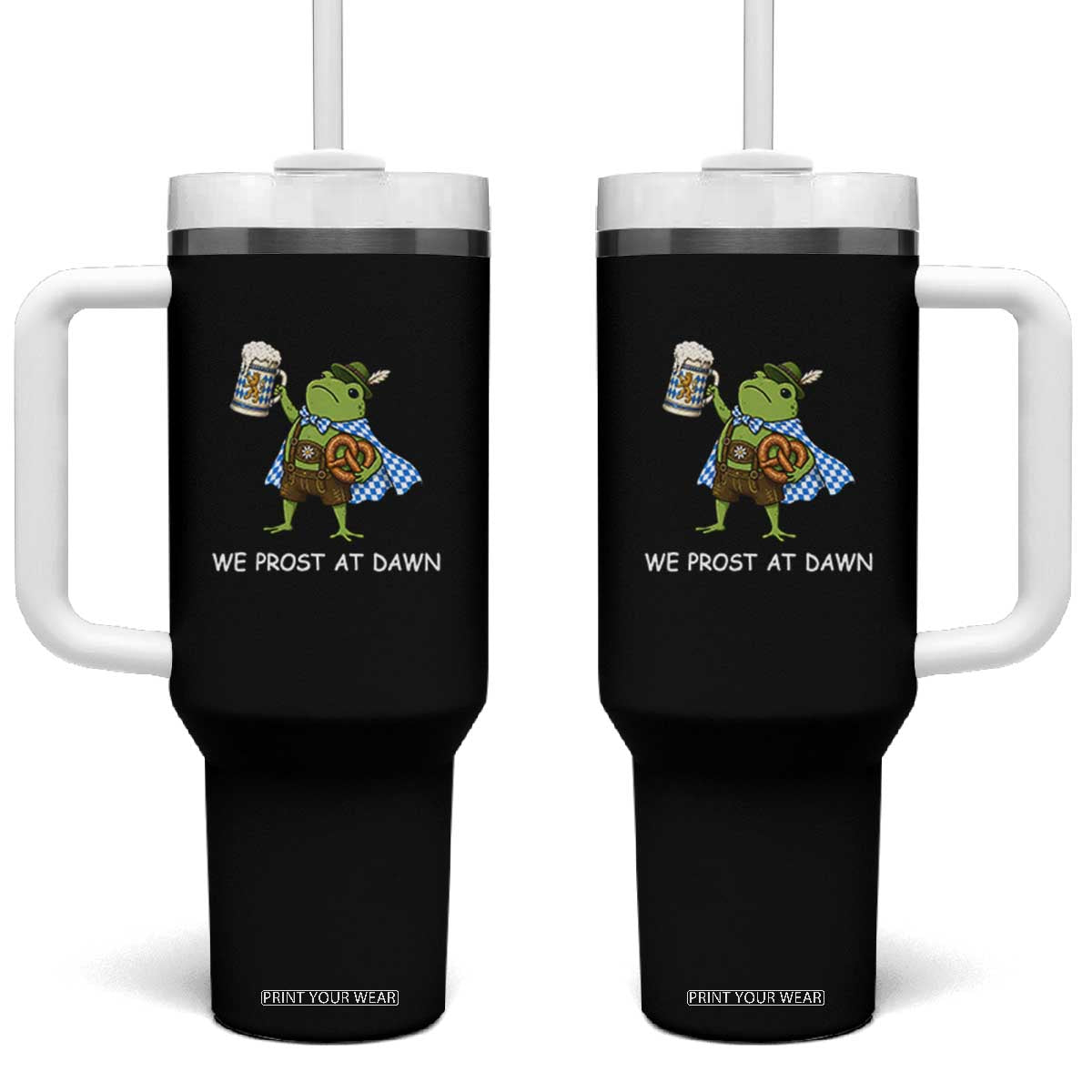 We Prost At Dawn Tumbler With Handle Cute Frog Meme Oktoberfest Beer Festival