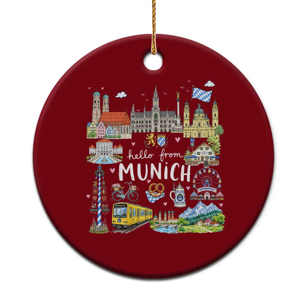 Munich Germany Bavarian Oktoberfest Travel Pretzel Beer Festival Ceramic Ornament