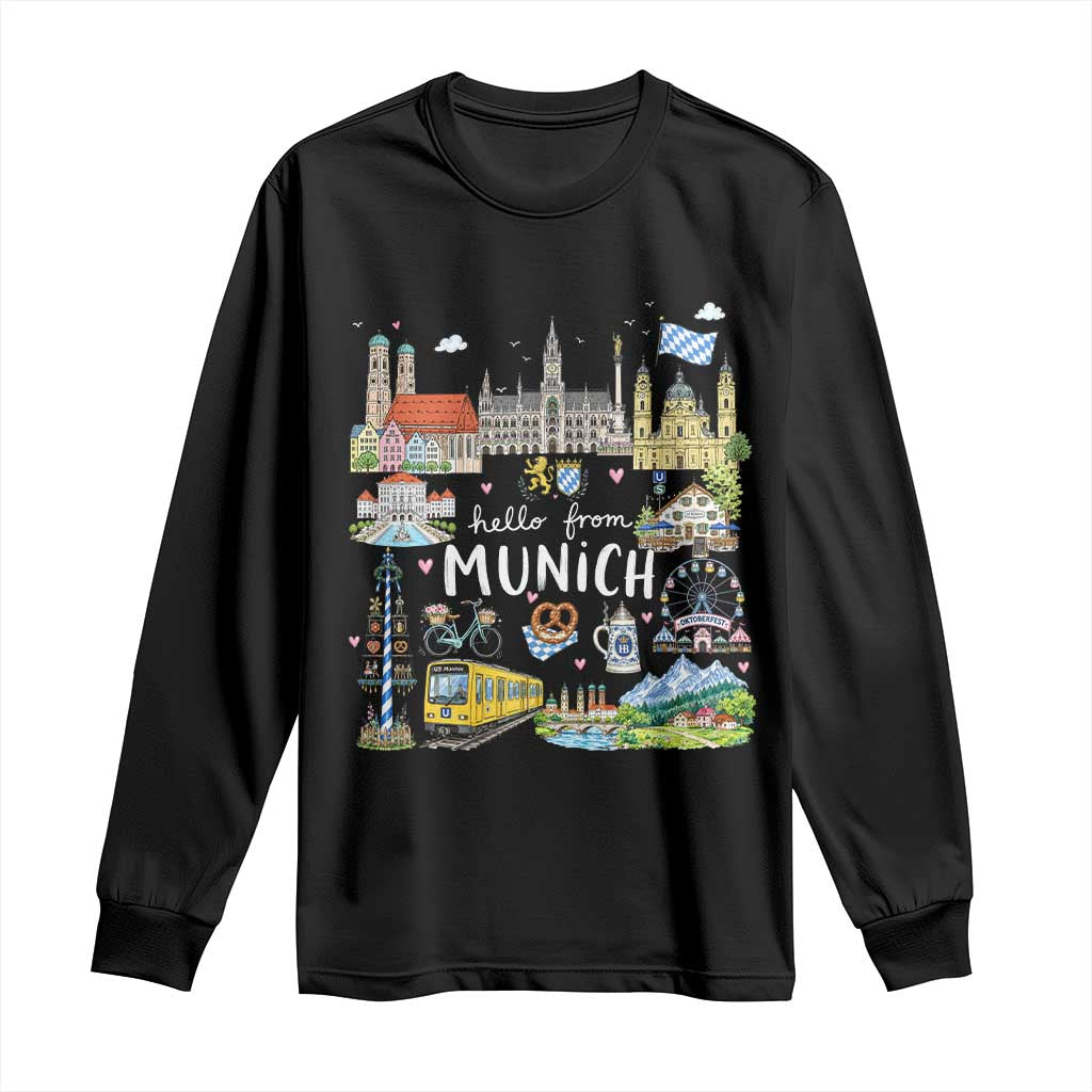 Munich Germany Bavarian Oktoberfest Travel Pretzel Beer Festival Long Sleeve Shirt