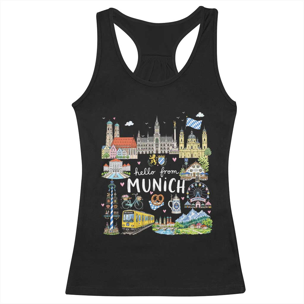 Munich Germany Bavarian Oktoberfest Travel Pretzel Beer Festival Racerback Tank Top