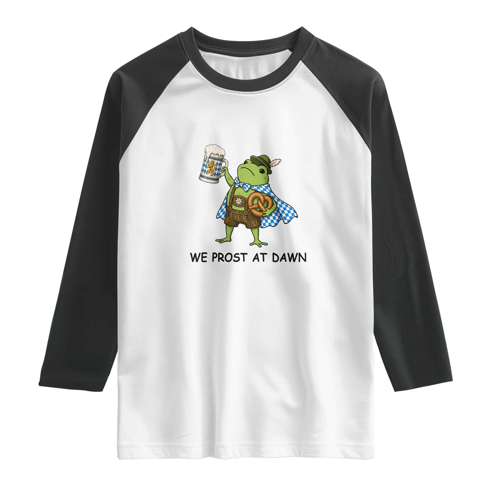 We Prost At Dawn Raglan Shirt Funny Oktoberfest Frog Humor