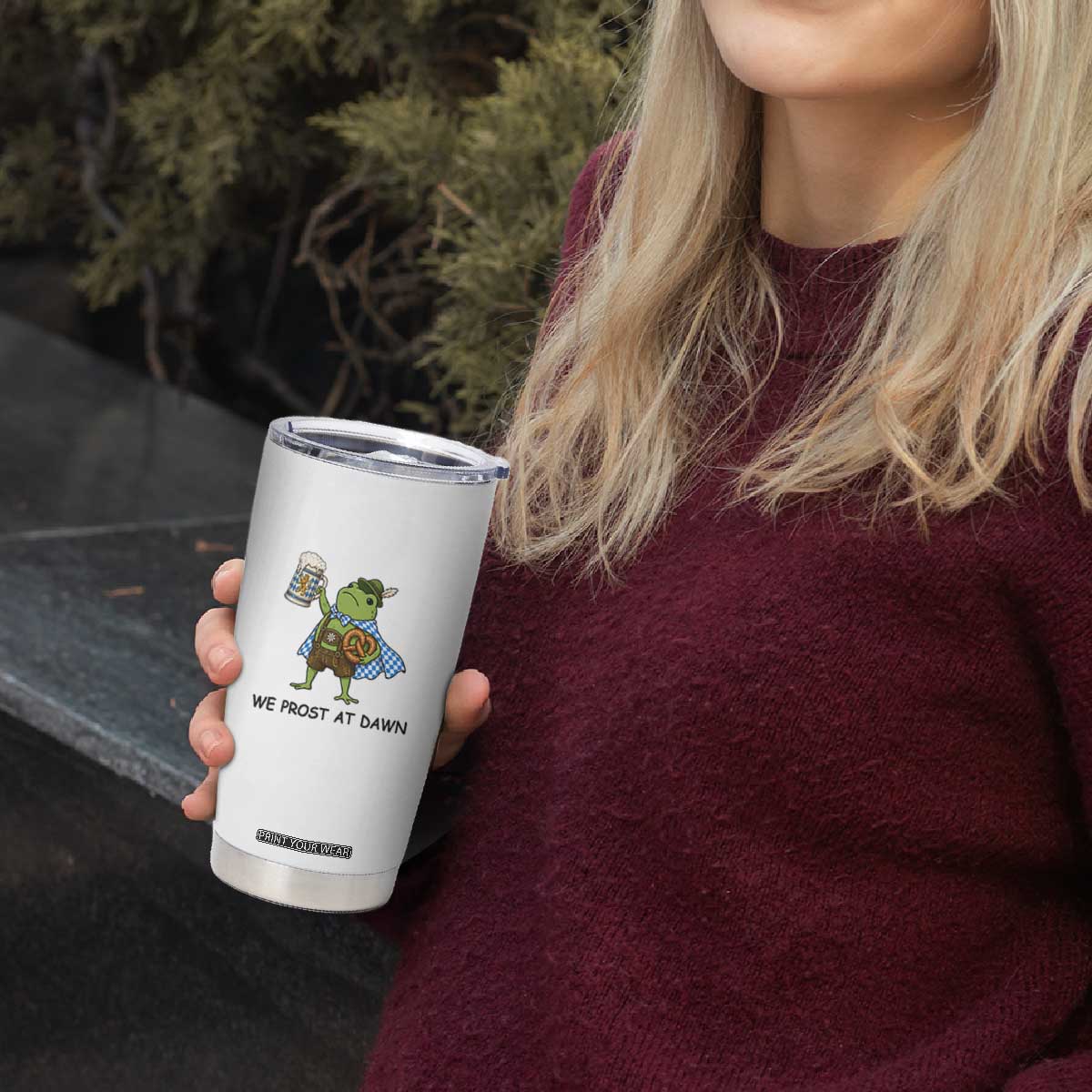 We Prost At Dawn Tumbler Cup Funny Oktoberfest Frog Humor