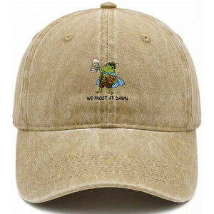 We Prost At Dawn Washed Cotton Baseball Cap Funny Oktoberfest Frog Humor